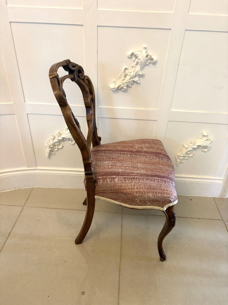 Antique Victorian Carved Walnut Balloon Back Dining Chairs Set of Four - Image 5